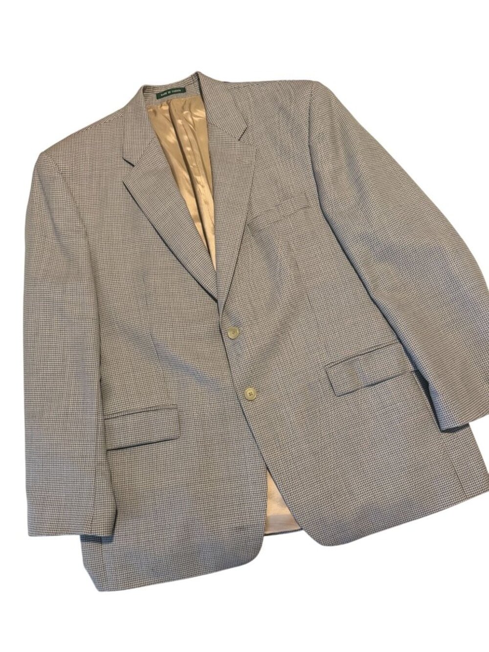 Ralph Lauren Tan Houndstooth Wool Dress Blazer Sports Coat Men's Size 44R
